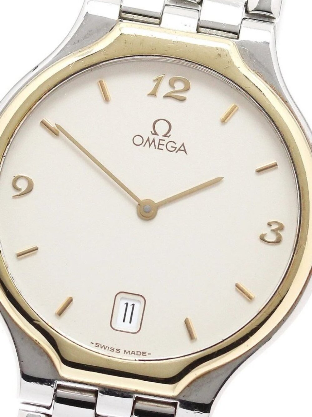 OMEGA De Ville 4330.62 YG bezel date beige Dial Quartz Men's Watch